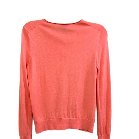 ANN TAYLOR CARDIGAN WOMEN SMALL ORANGE 5% CASHMERE GLASS BUTTONS. - Picture 2 of 7